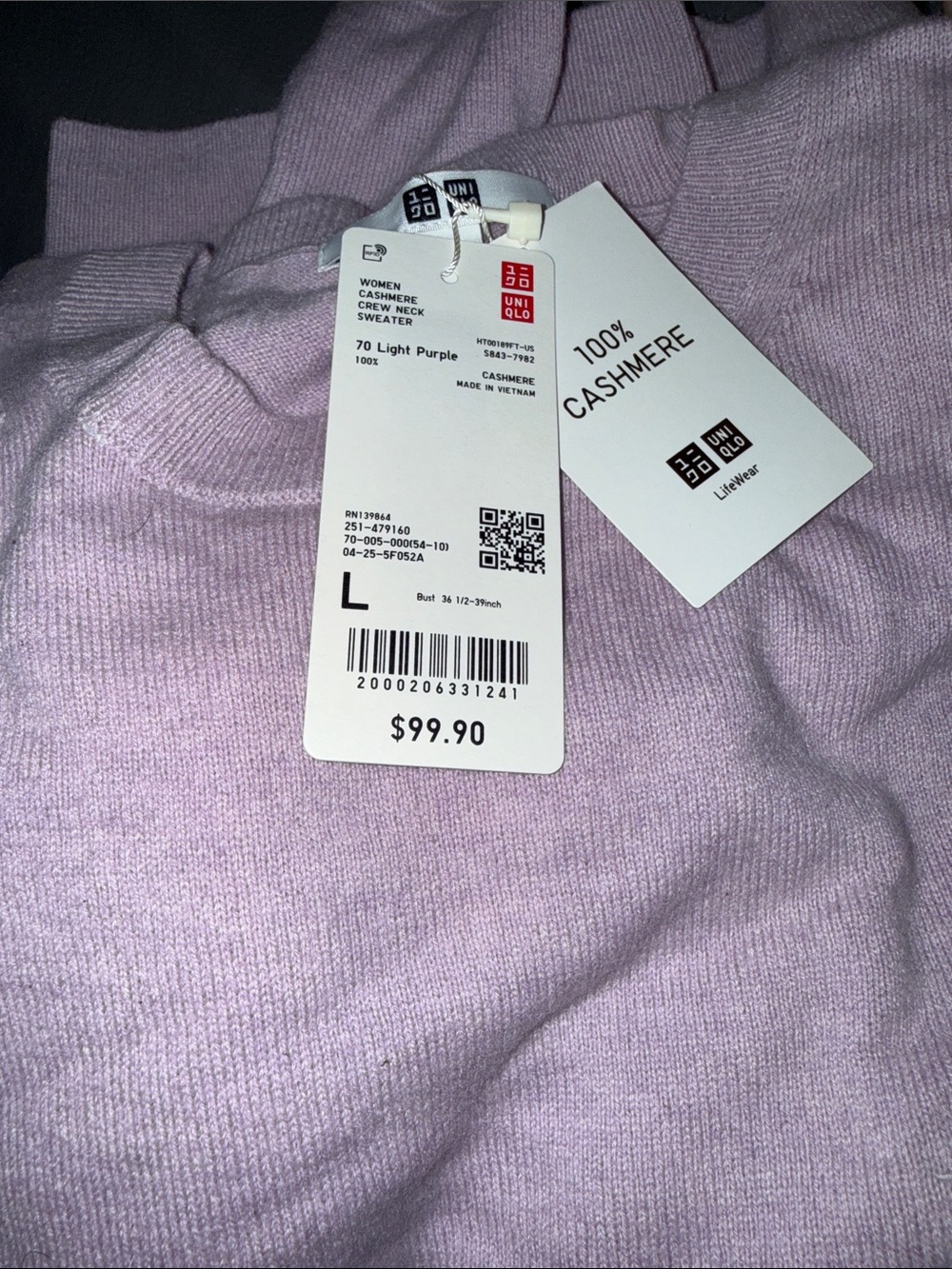 Uniqlo Women Cashmere Crew Neck Sweater - Light Purple